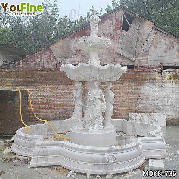 Grand Style White Marble Ladies Statue Fountain