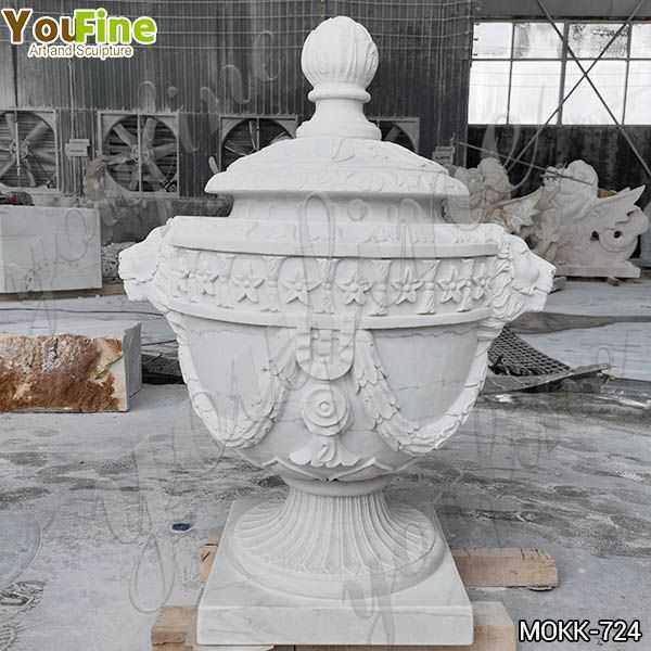 White Marble Lion Flowerpot