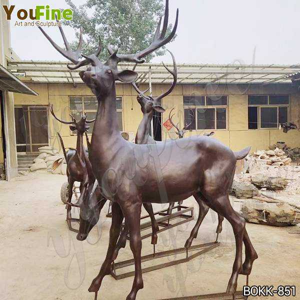 Hot-selling Garden Art Bronze Animal Sculpture of Deer Design Supplier BOKK-851