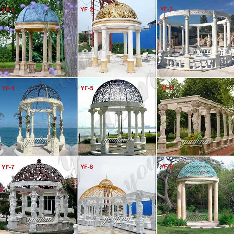 Italian Style Large Beige Marble Garden Gazebo