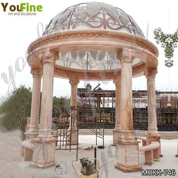 Large Outdoor Beige Stone Gazebo Pavilion with Iron Top Suppliers