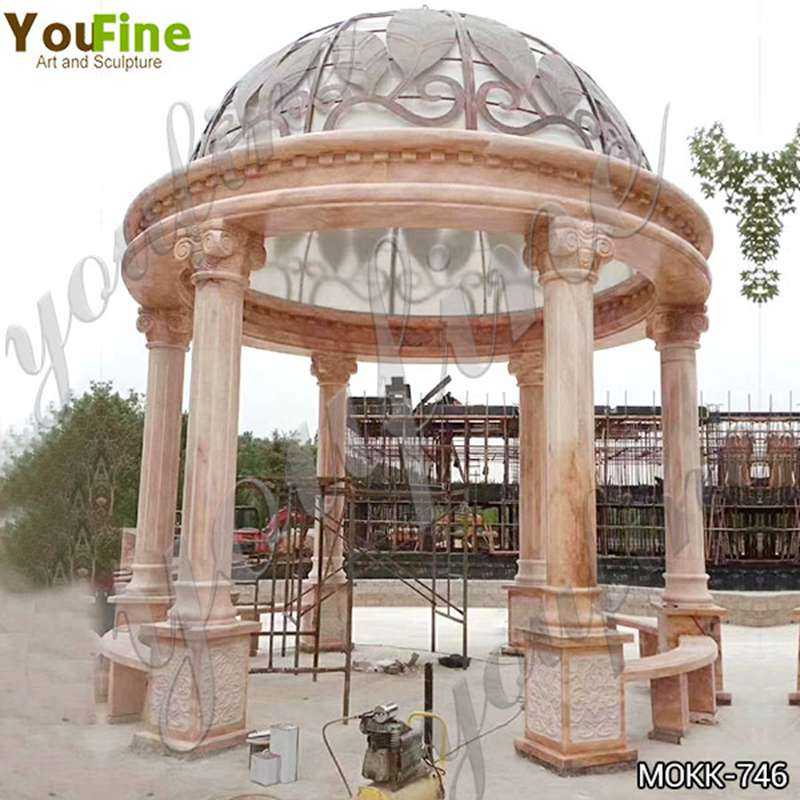 Large Outdoor Beige Stone Gazebo Pavilion with Iron Top Suppliers MOKK-746