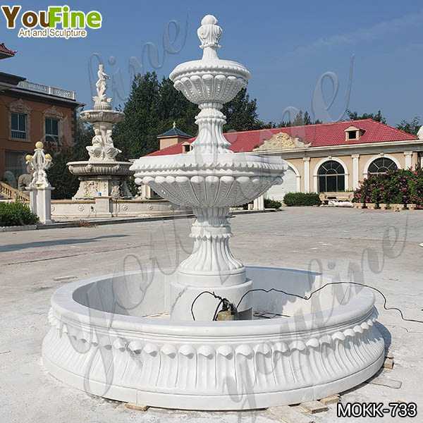 Life Size Natural White Marble Tiered Water Fountain for Sale MOKK-733