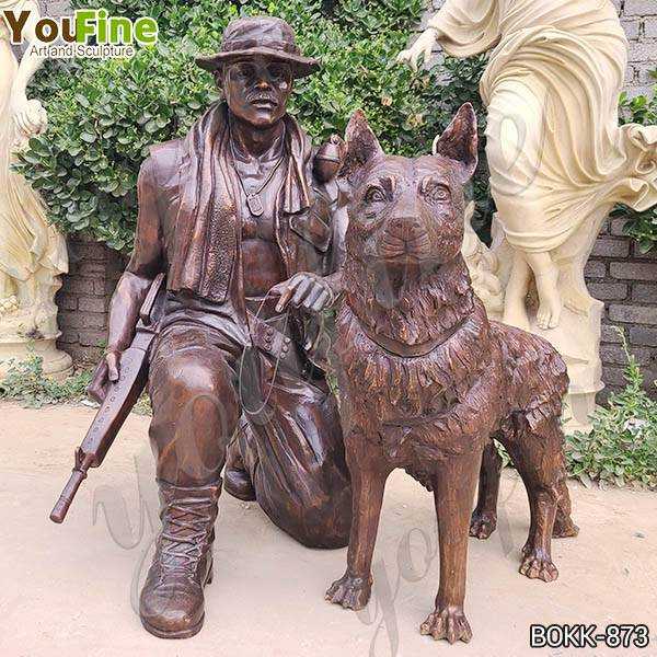 Life Size War Memorial Bronze Soldier with Dog Statue for Sale BOKK-873