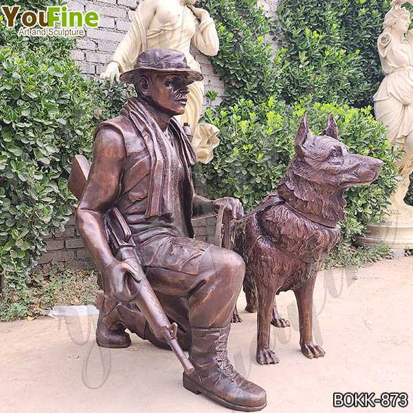 Life Size War Memorial Bronze Soldier with Dog Statue