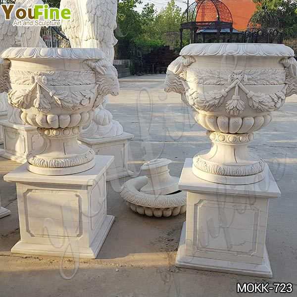 Lovely Pure White Marble Flower Pots Floral Decoration for Sale MOKK-723