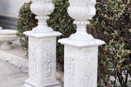 Luxury Style White Marble Flower Pots Floral Decoration for Sale MOKK-722