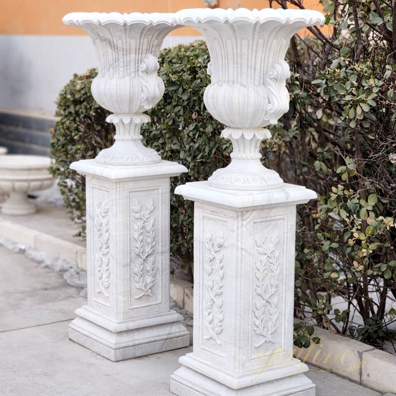 Luxury Style White Marble Flower Pots Floral Decoration for Sale MOKK-722