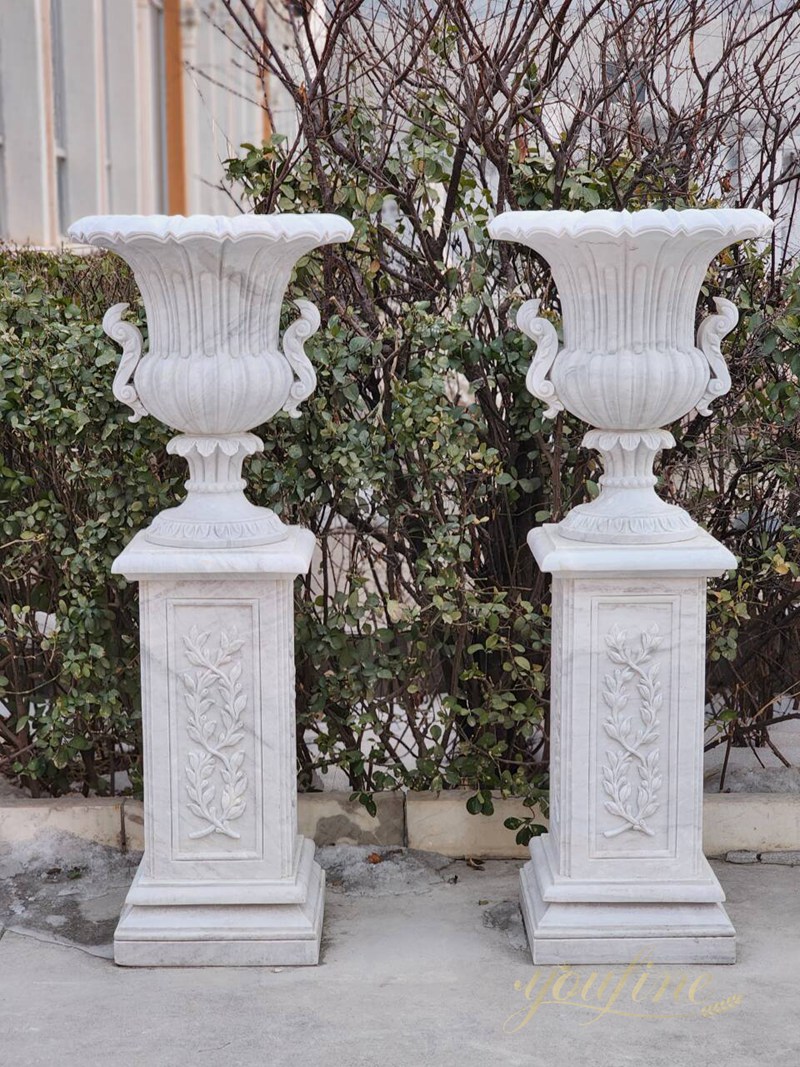 Luxury Style White Marble Flower Pots Floral Decoration for Sale