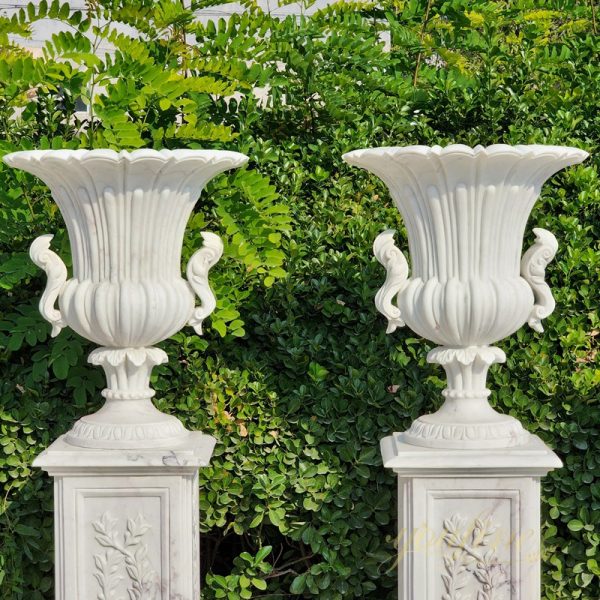 Luxury Style White Marble Flower Pots Floral Decoration for Sale