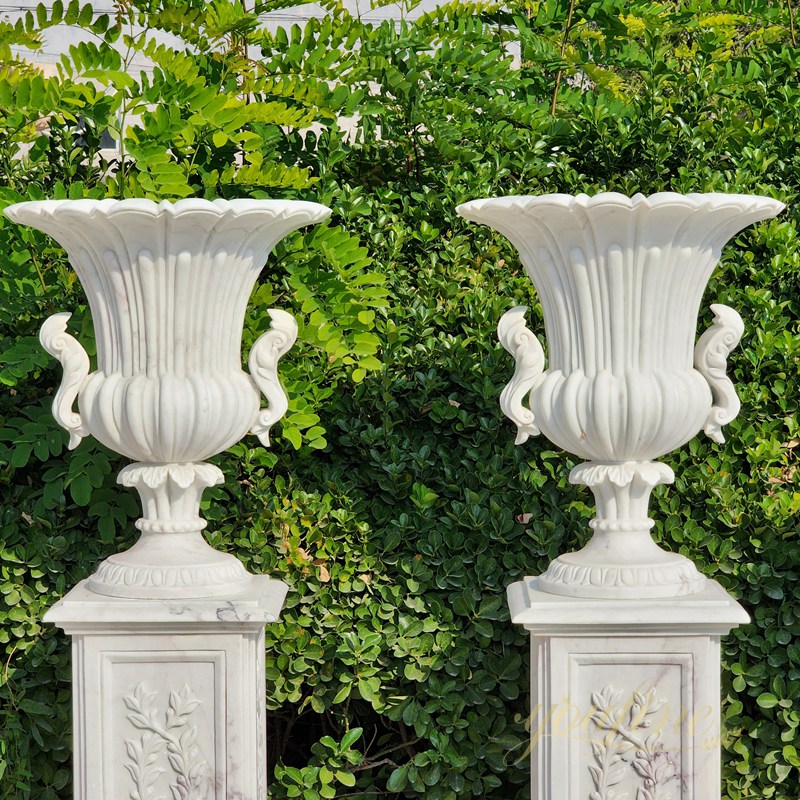 Luxury Style White Marble Flower Pots Floral Decoration for Sale