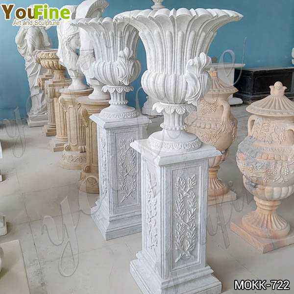 Luxury Style White Marble Flower Pots Floral Decoration for Sale MOKK-722
