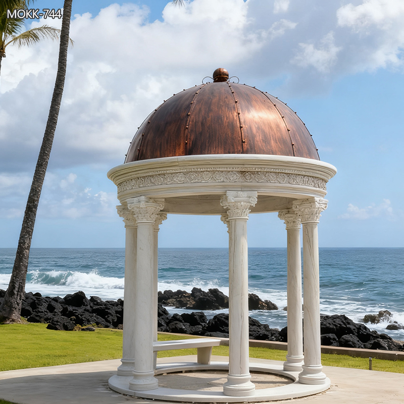 seaside Marble Large White Gazebo