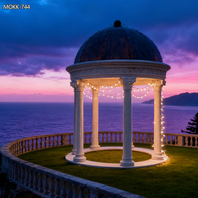 Marble Ornate Wedding White Gazebo with lighting