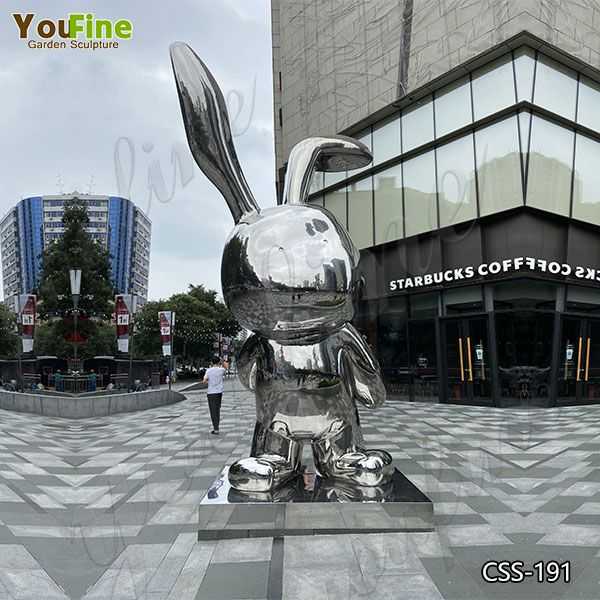 Modern Large Stainless Steel Rabbit Sculpture