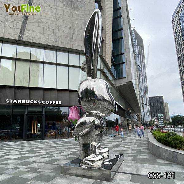 Modern Large Garden Stainless Steel Rabbit Sculpture