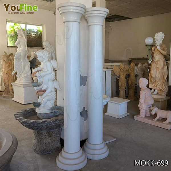 Natural Large White Solid Tuscan Marble Column from Factory MOKK-699