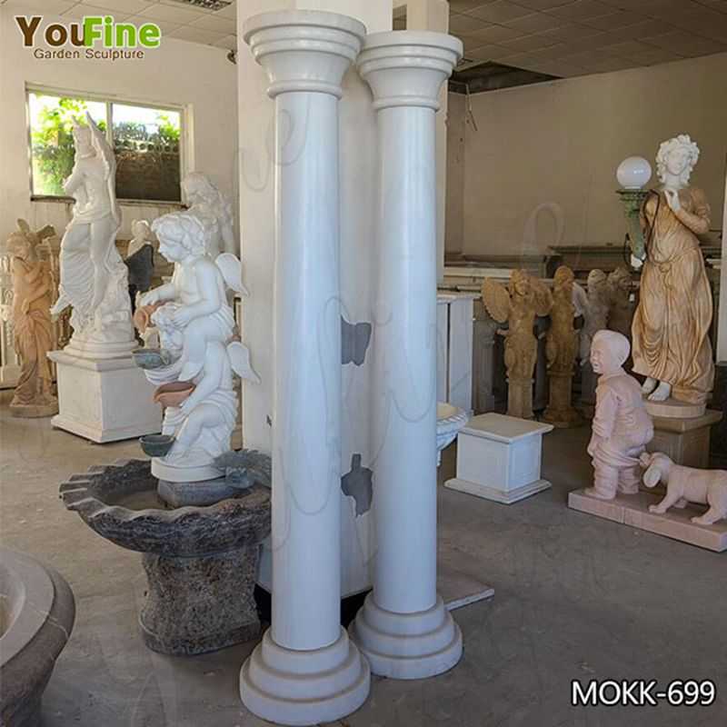 Natural Large White Solid Tuscan Marble Column from Factory MOKK-699