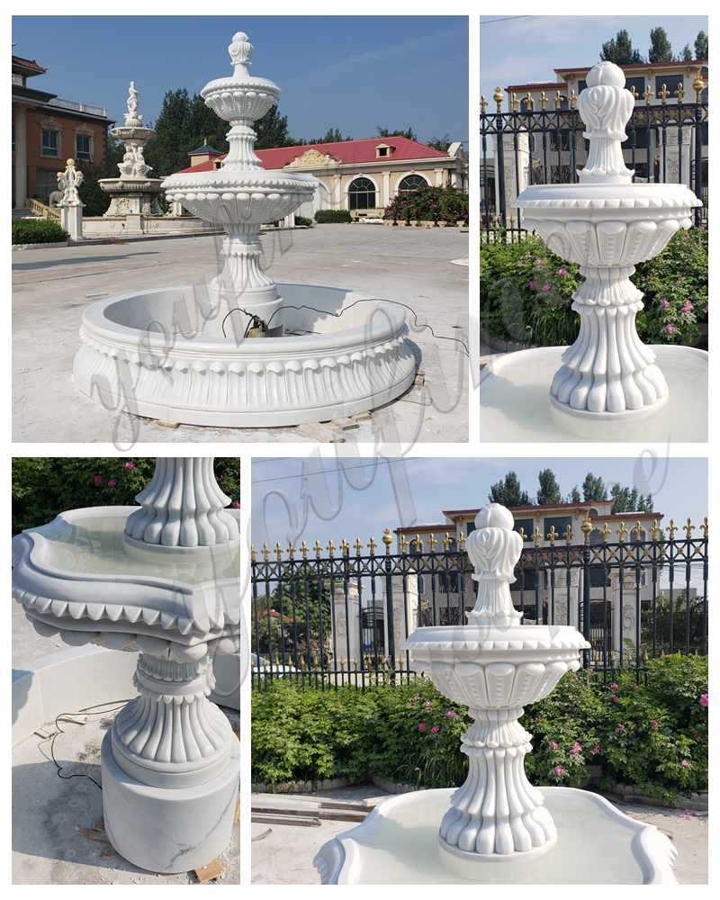 Natural White Marble Tiered Water Fountain Details