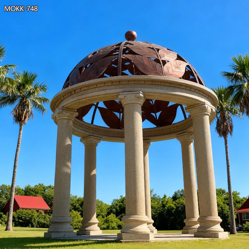 LARGE Outdoor Beige Stone Gazebo