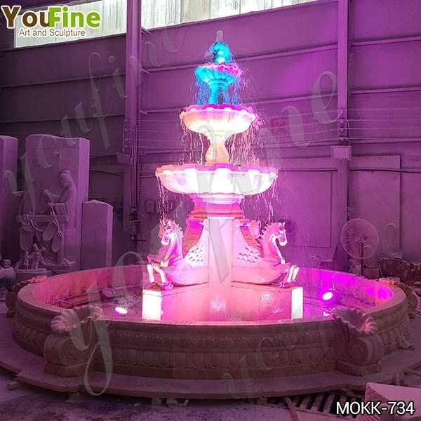 Best Outdoor White Marble Horse Fountain with Lights