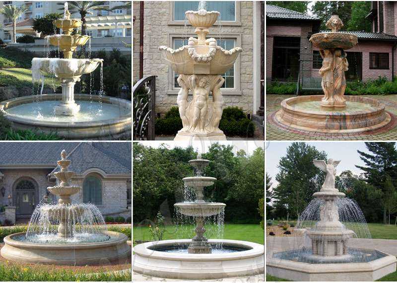 Tiered marble water fountain