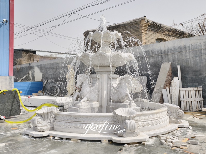 White Marble Horse water Fountain