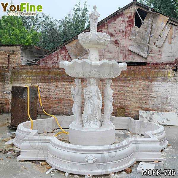 Grand Style White Marble Ladies Statue Fountain Factory Supply MOKK-736