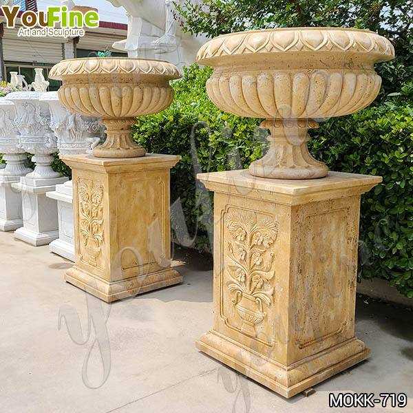 Garden Decor Beige Marble Flower Pots