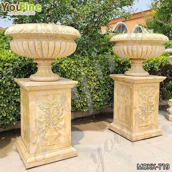 Beige Marble Flower Pots