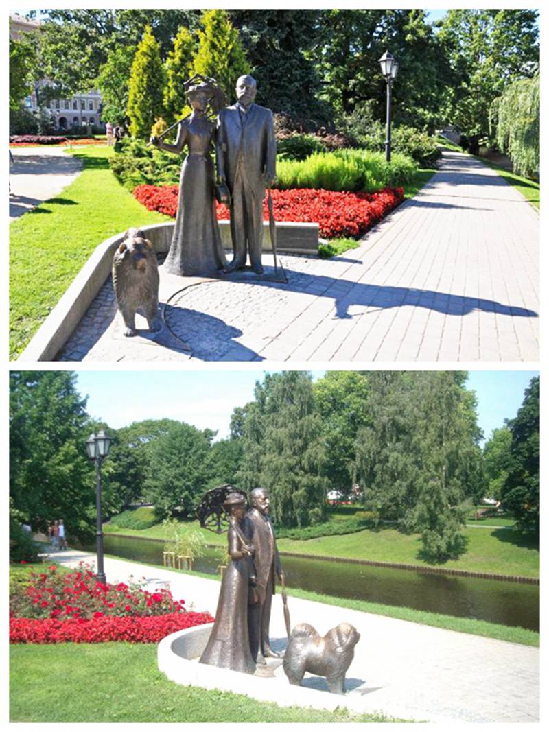 man with dog statue