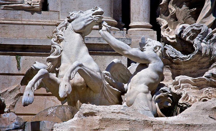 marble Triton with a Furious Seahorse