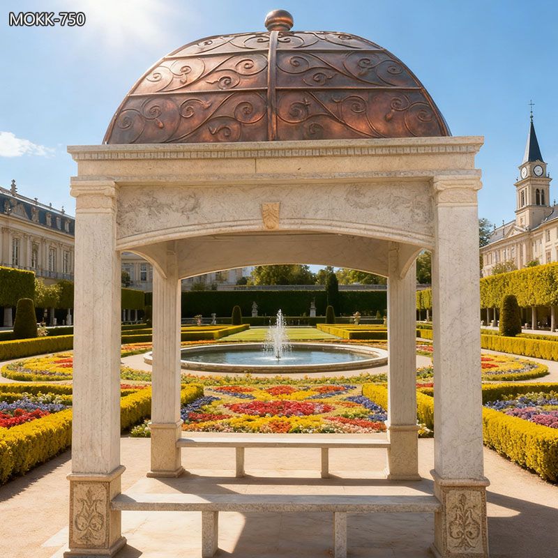Antique Style Sandstone Gazebo with Metal Hat for Sale MOKK-750