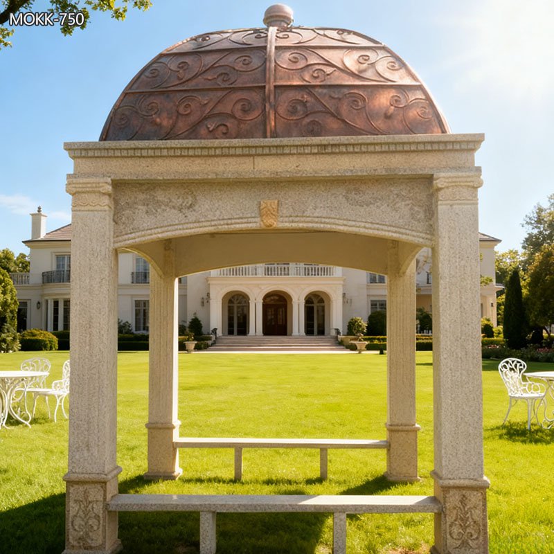 natural Sandstone Gazebo with Metal Hat