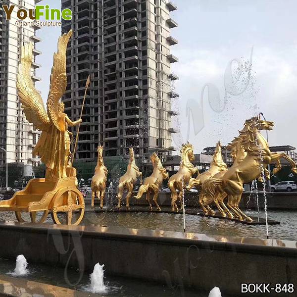 Bronze Horse Chariot Statue with Angel
