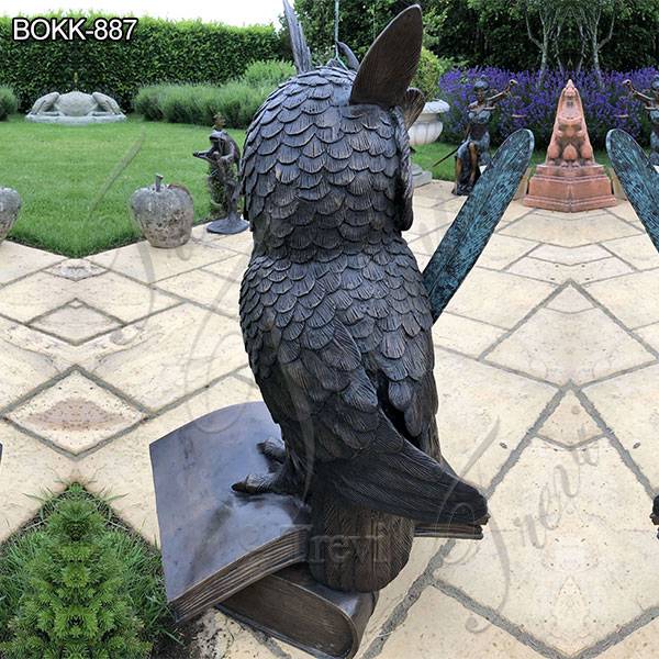 Bronze Owl Standing on Book Statue