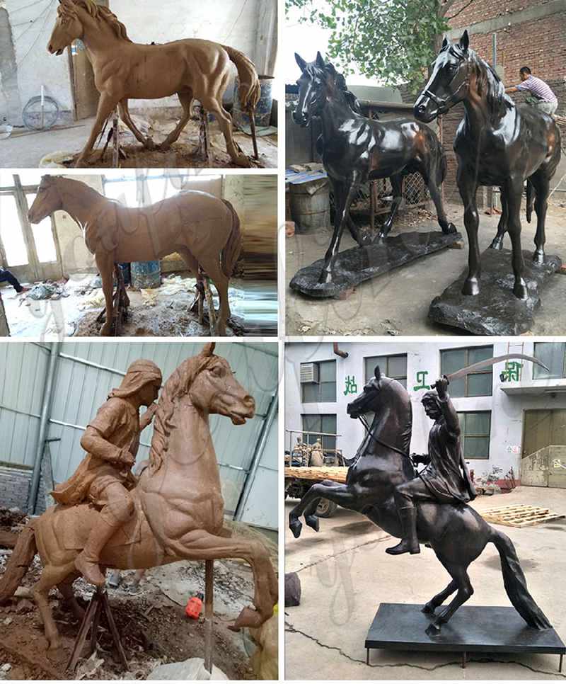 Bronze Warrior Horse Statue