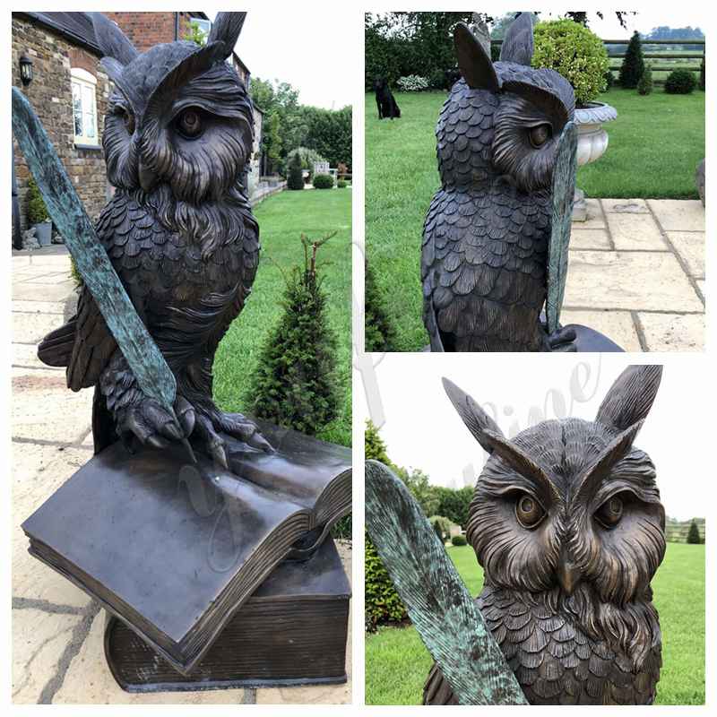 Bronze owl sculpture for sale