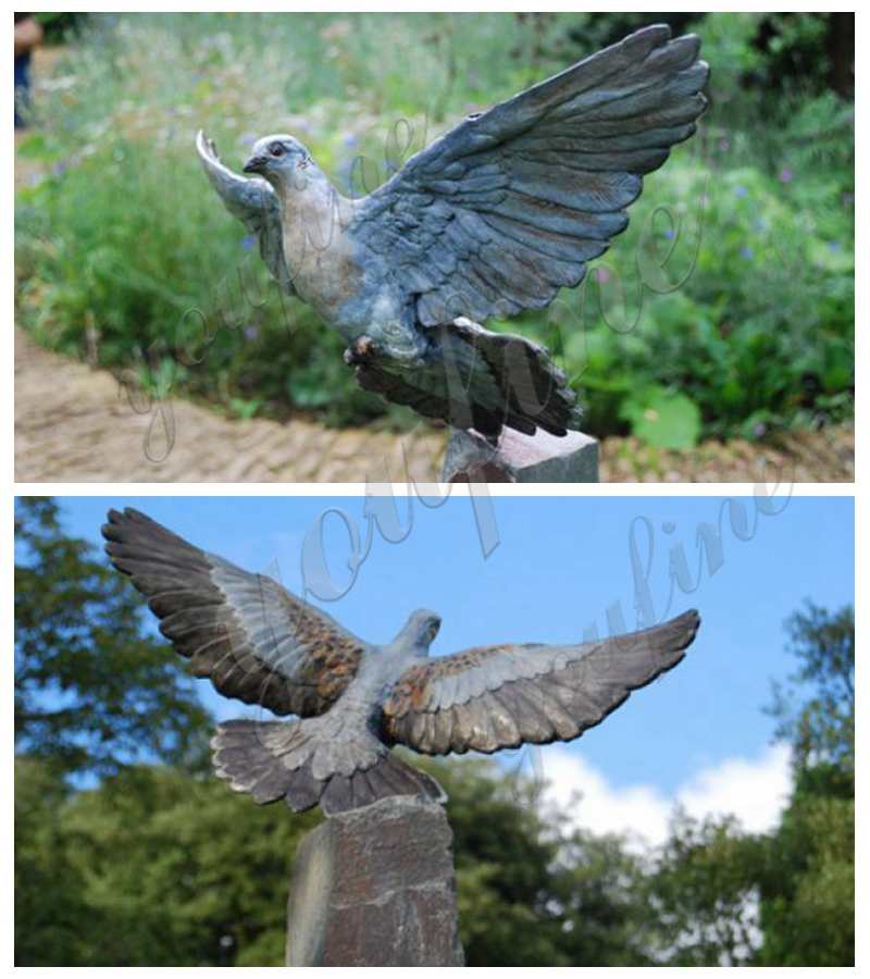 Bronze peace dove sculptures