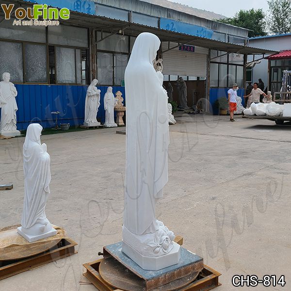 Catholic Outdoor White Marble Our Lady of Lourdes Statue