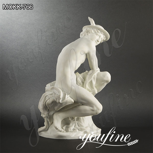 Classic Marble Mercury Attaching His Wings Statue by Jean-Baptiste Pigalle for Sale