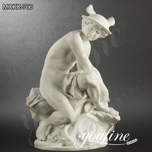 Classic Marble Mercury Attaching His Wings Statue by Jean-Baptiste Pigalle
