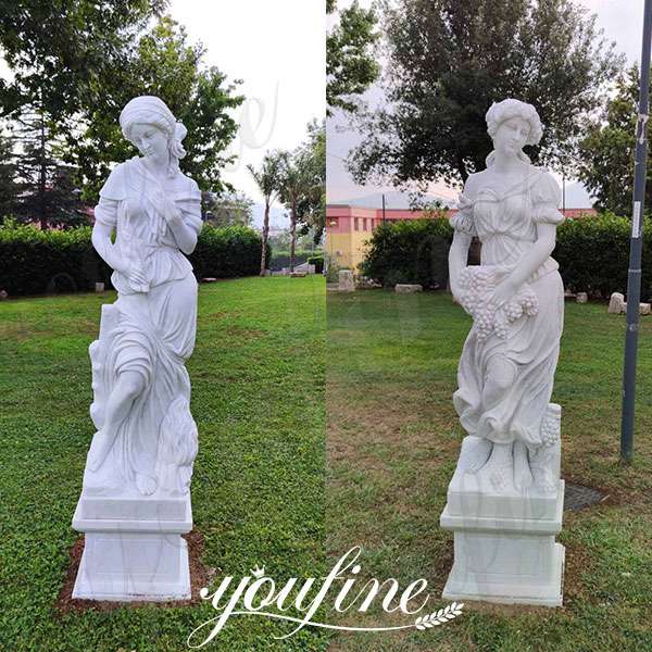 Feedback Marble Four Seasons Statues and Marble Fountain for Italian Client’s Villa Garden