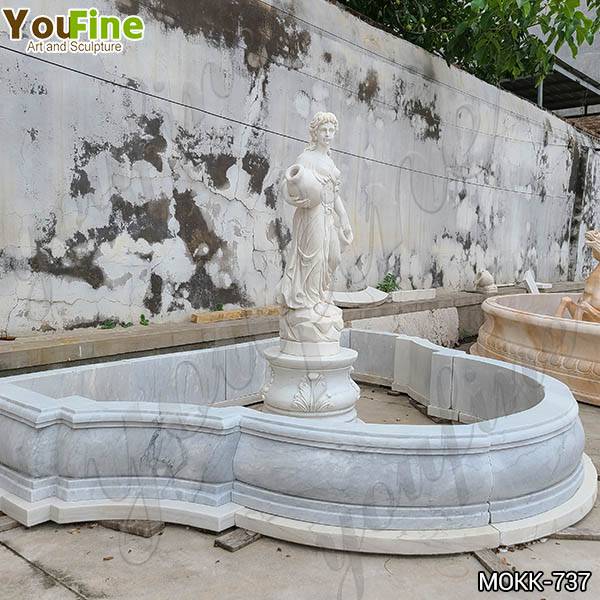 Hand Carved White Marble Water Maiden Fountain