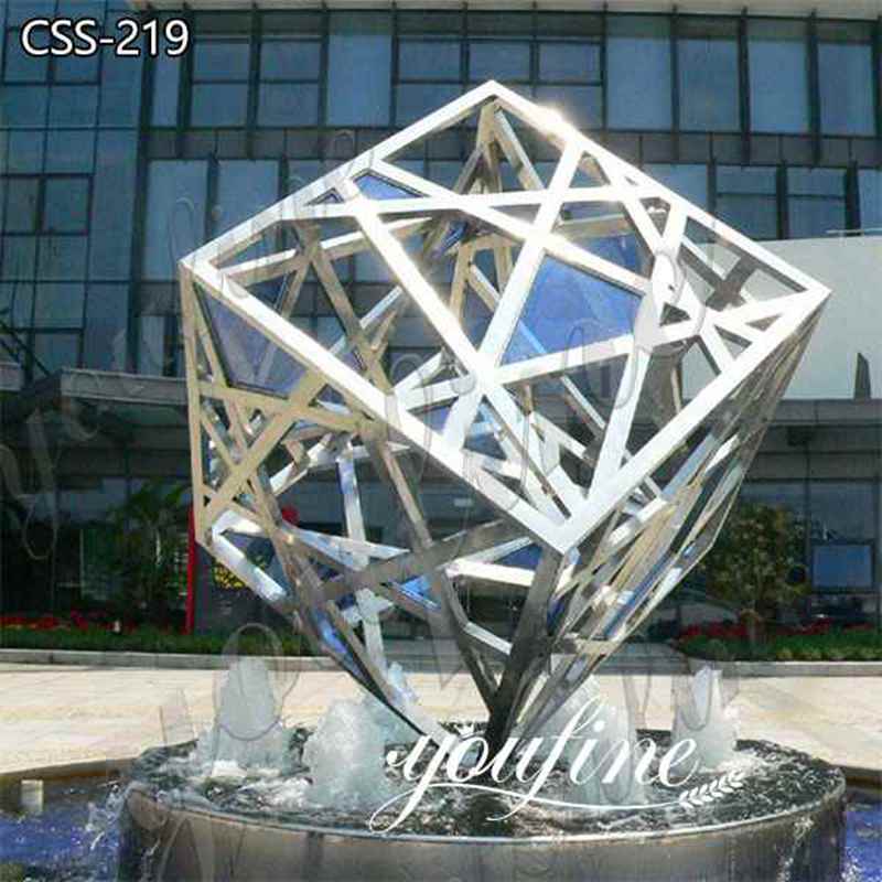 High Quality Modern Stainless Steel Outdoor Cube Sculpture for Sale CSS-219