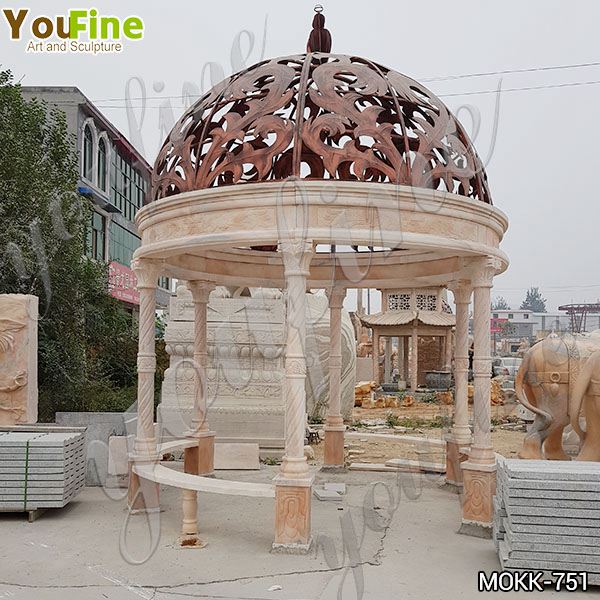 Large Size Classical Marble Gazebo with Metal Hat for Sale MOKK-751