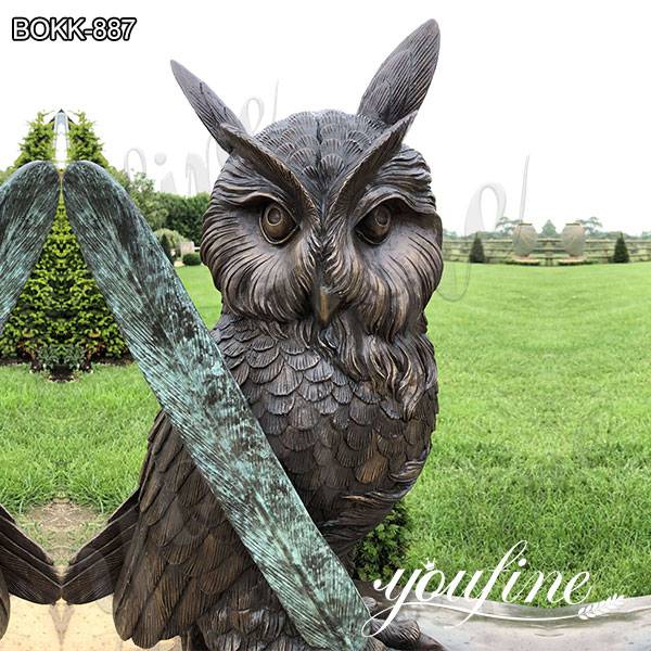 Life Size Garden Bronze Owl Standing on Book Statue