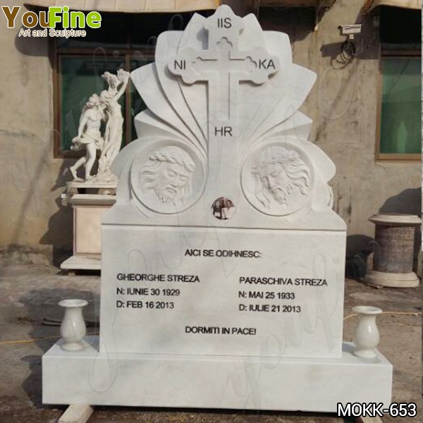 Marble Cross Upright Headstone from