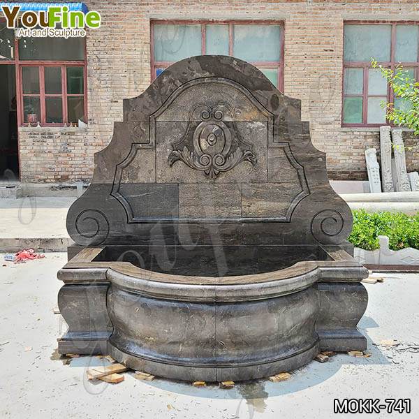 Garden Natural Black Granite Wall Fountain with Flora for Sale MOKK-741