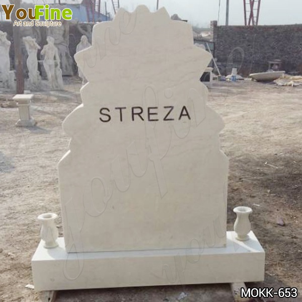 Natural White Marble Cross Upright Headstone